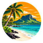 Tropical Island Sunset Emblem